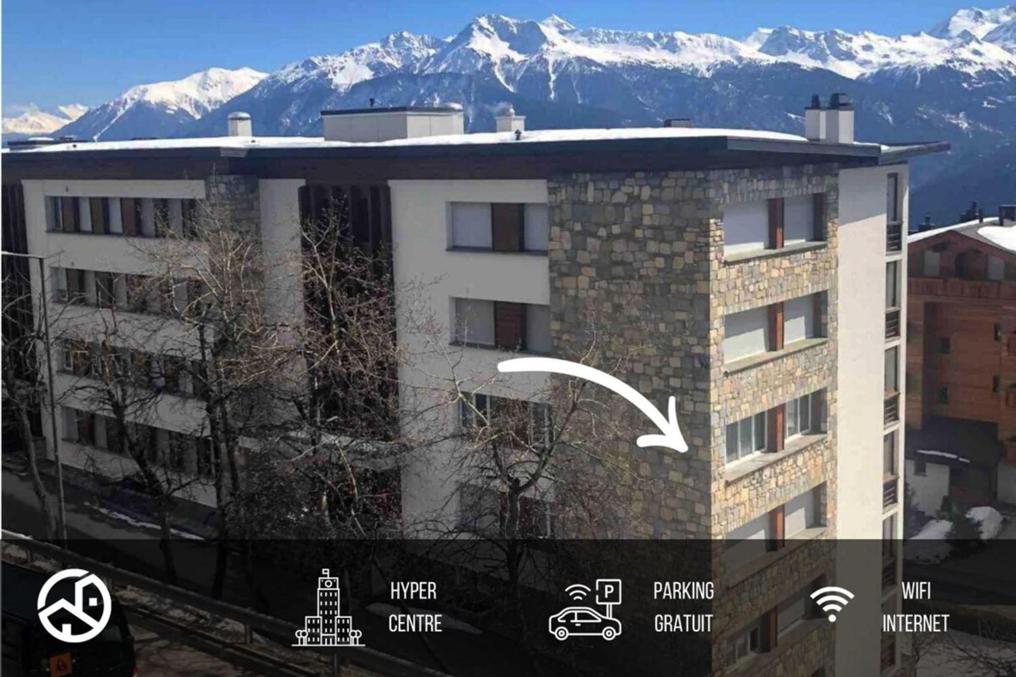 Balcon - Proche télécabines - Hypercentre - Parking Crans-Montana Exterior foto